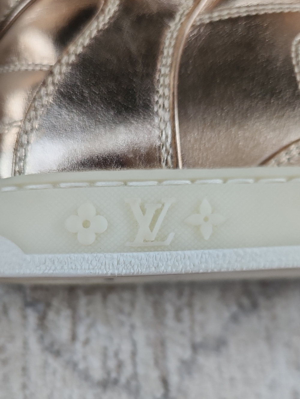 Louis Vuitton High Top Gold Lesther Sneakers, Size 6 1/2 - Picture 9 of 11